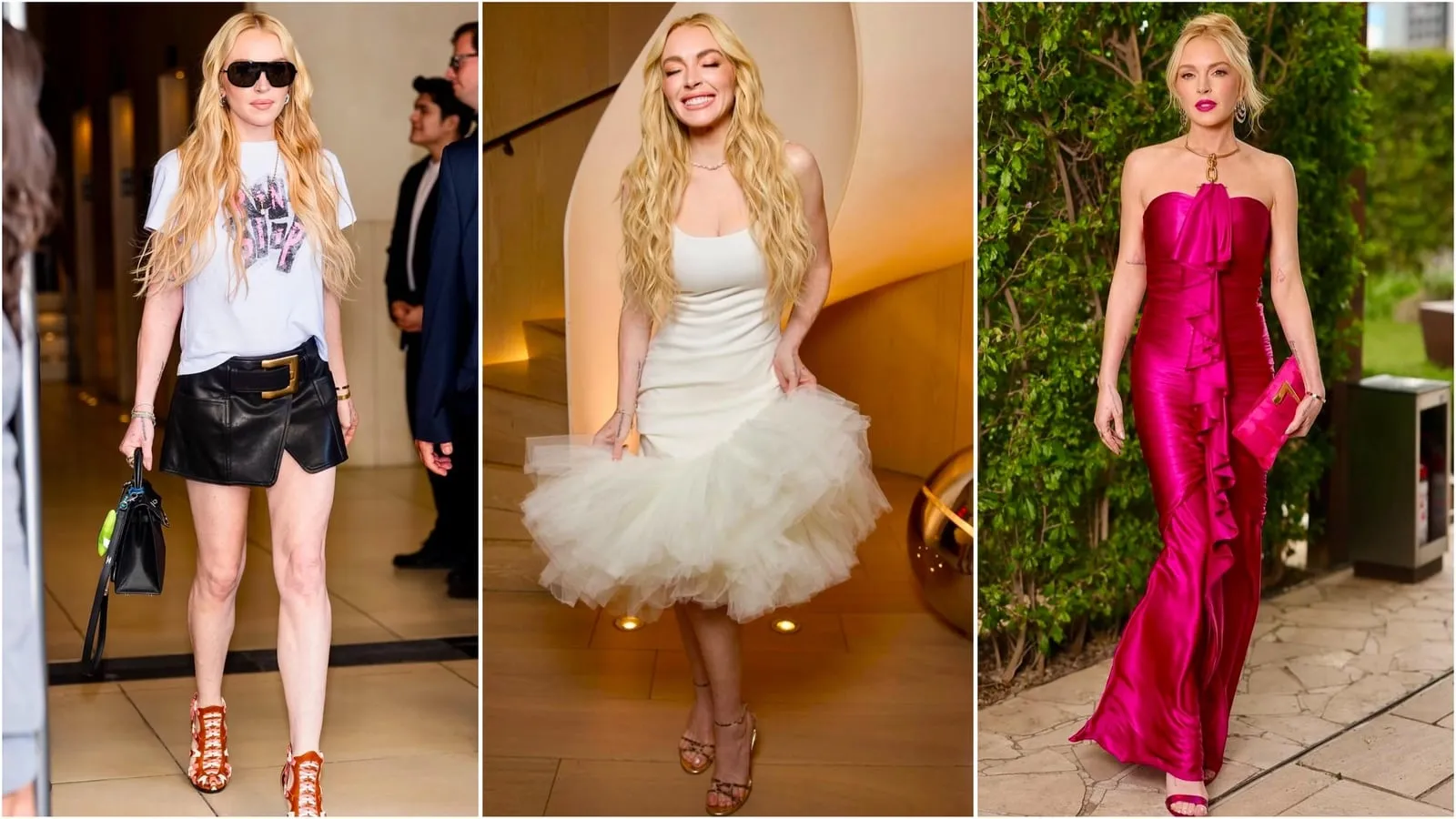 Lindsay Lohan, glam dresses, Freakier Friday press tour