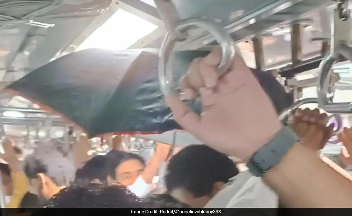 Mumbai local trains, Reddit user, surprise man with umbrella