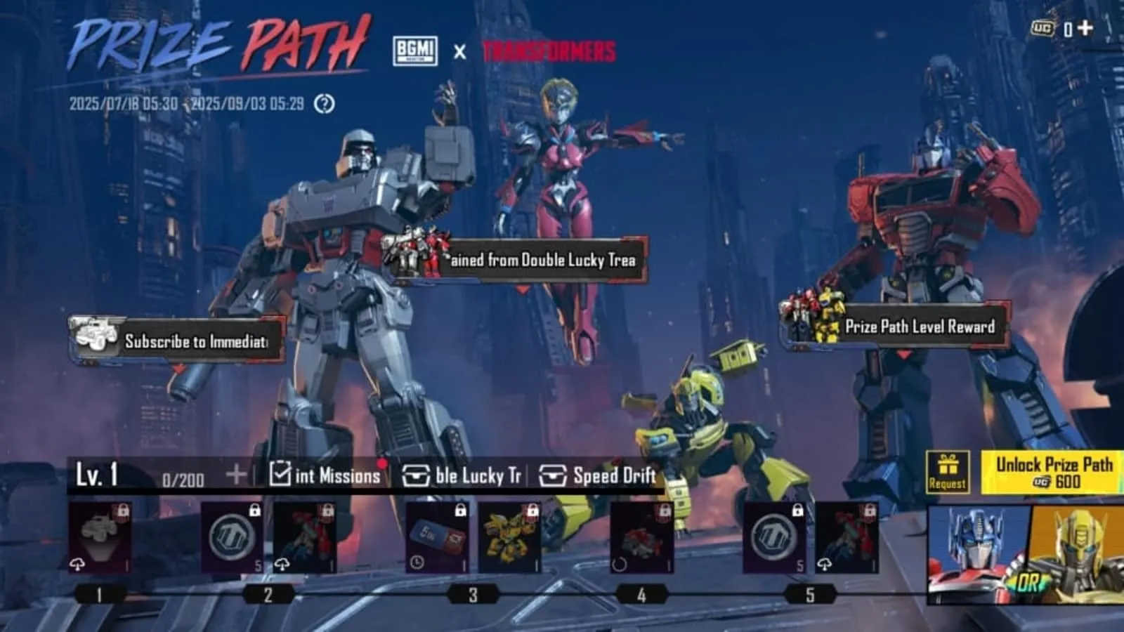 Transformers themed rewards, BGMI, update