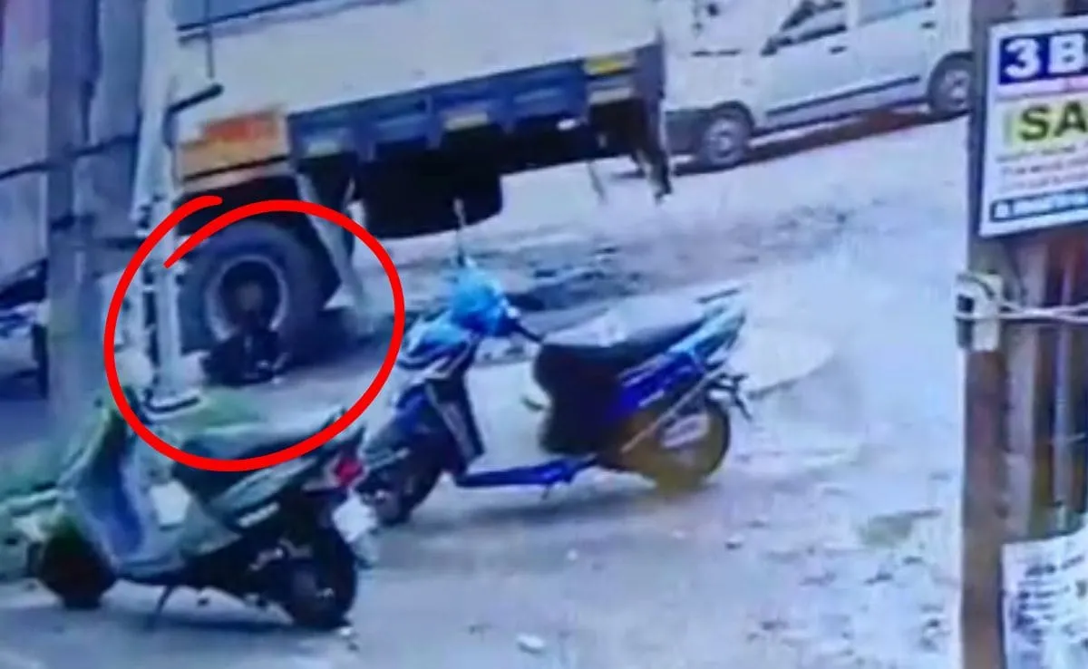 woman in Bengaluru, truck accident, CCTV footage